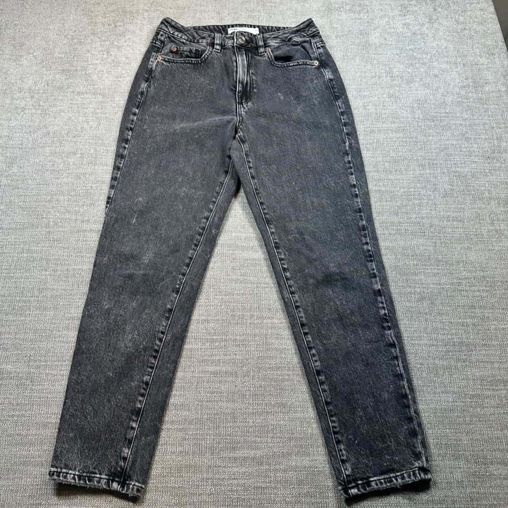 Garage Mom Jeans Womens 26 Black Faded High Rise Tapered
